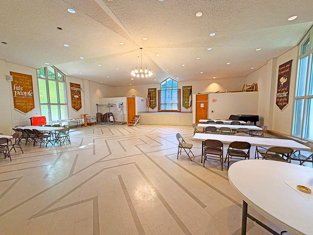 The fellowship hall at Kirkwood Presbyterian Church