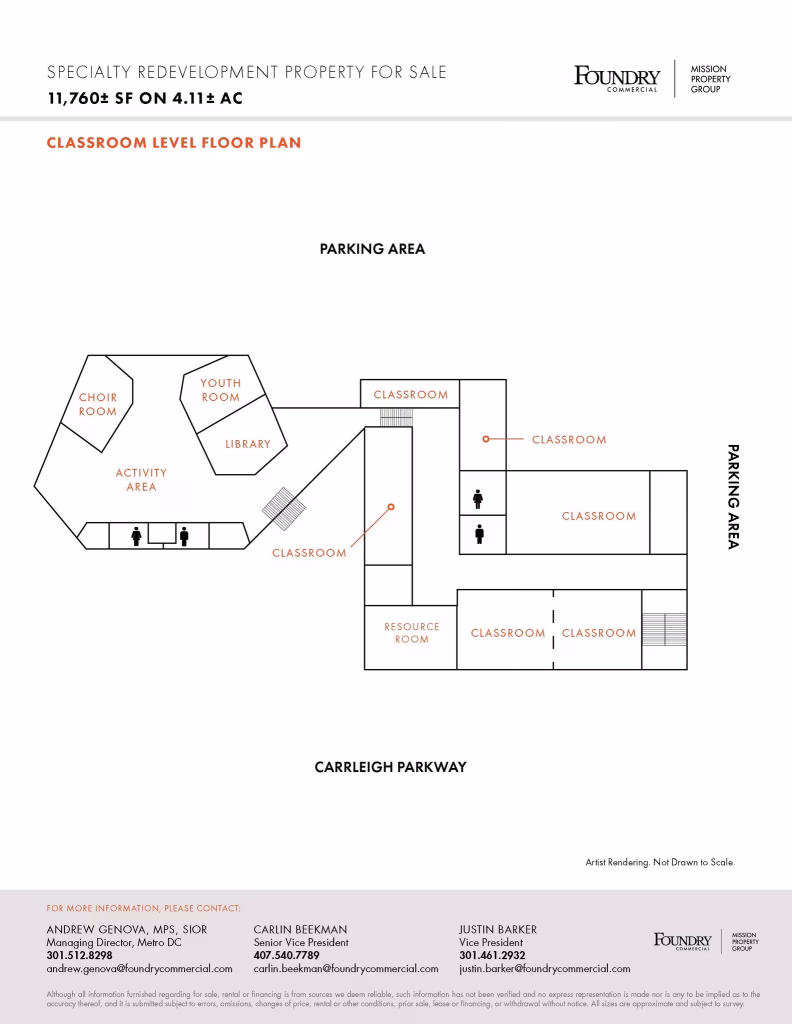 Floor plan of the building's bottom floor