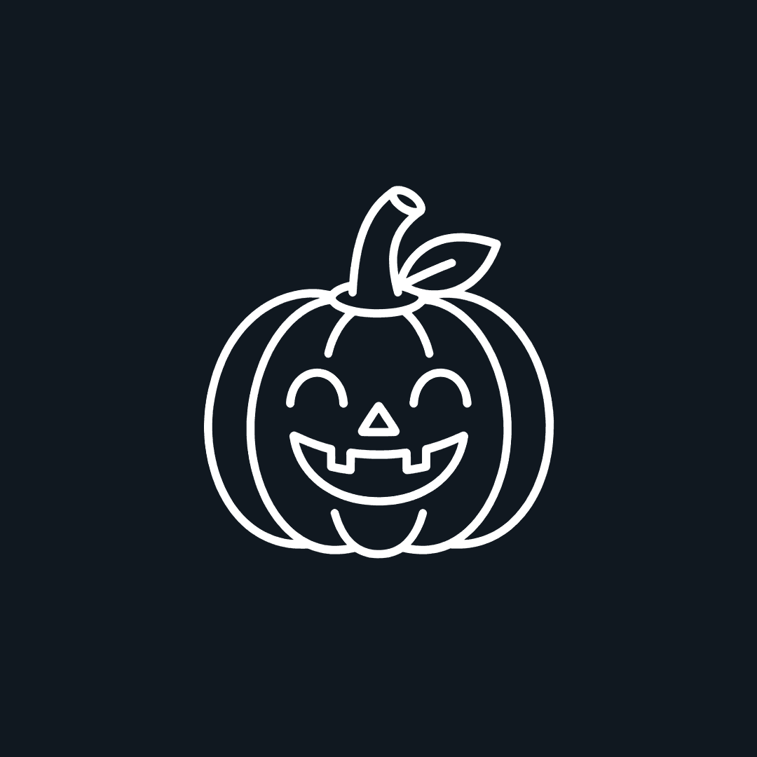 Smiling jack-o'-lantern line drawing for the Trunk-or-Treat event